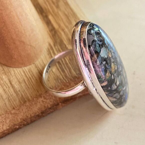 Copper Ethiopian Opal Sterling Silver Ring Size 6 - Picture 4 of 6